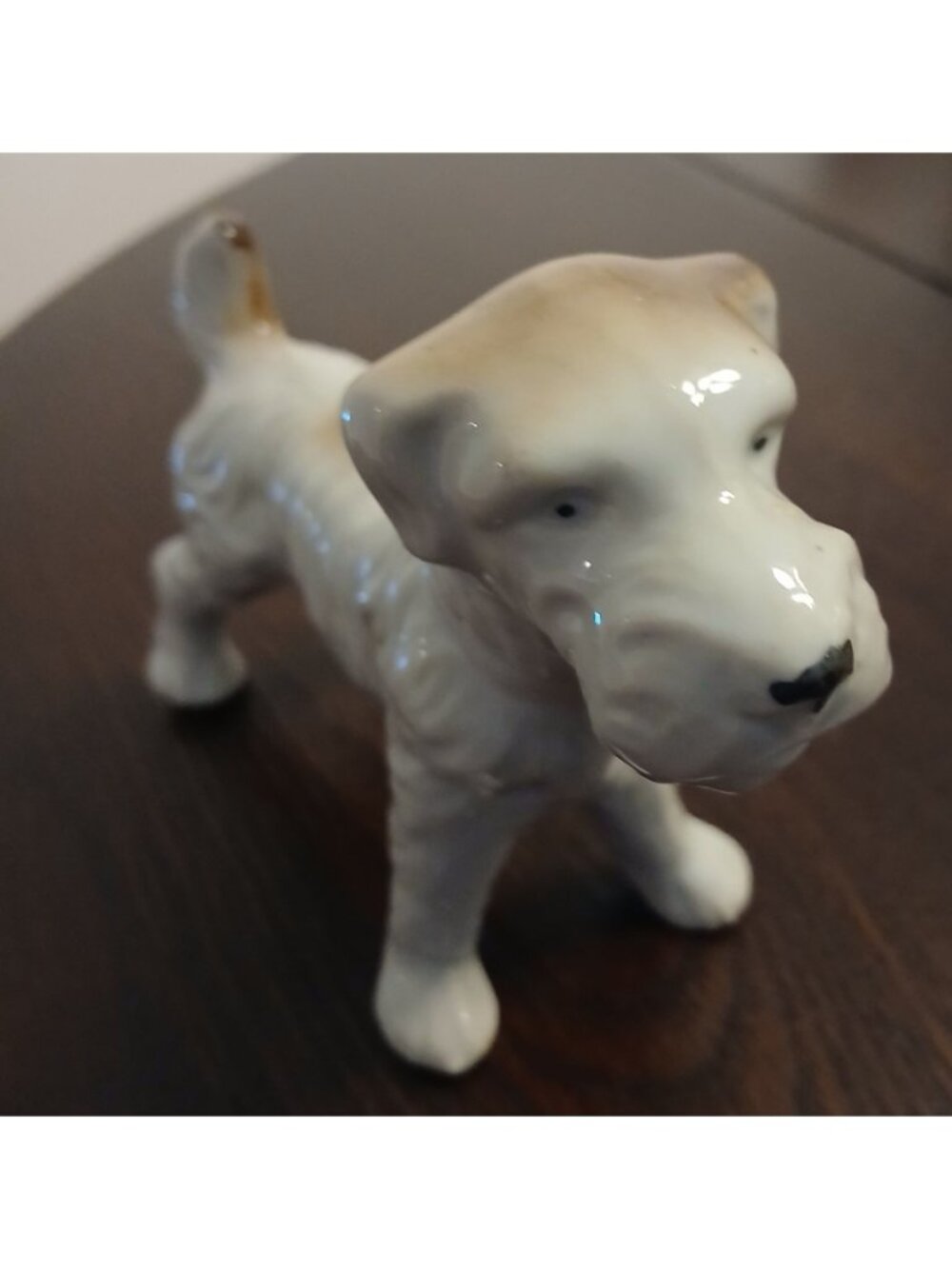 VTG Ceramic Terrier Dog Figurine 6x4" Glossy White & Brown Decor Collectable#WS4 - Picture 3 of 9